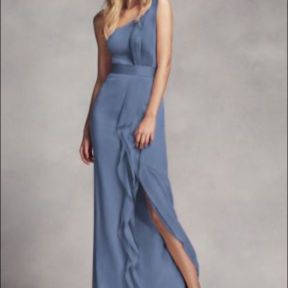 Vera Wang, White by Vera Collection, Steel Blue, One Shoulder(L) Dress Sz. 2 NWT